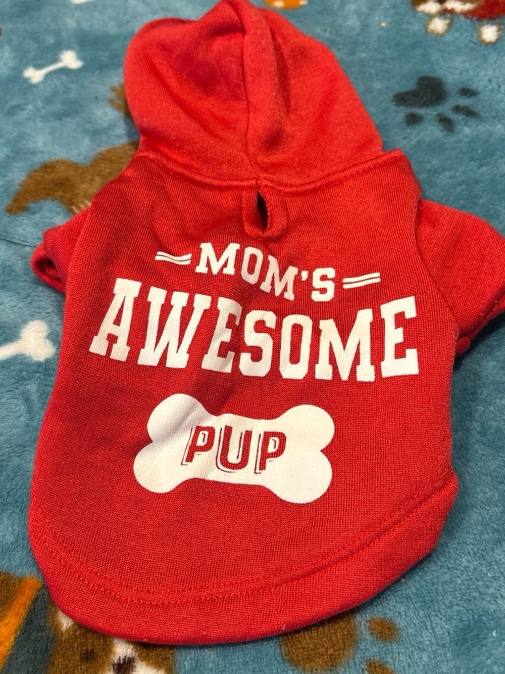 Mom's Awesome Pup Red Dog Hoodie - Playful Pet Sweatshirt